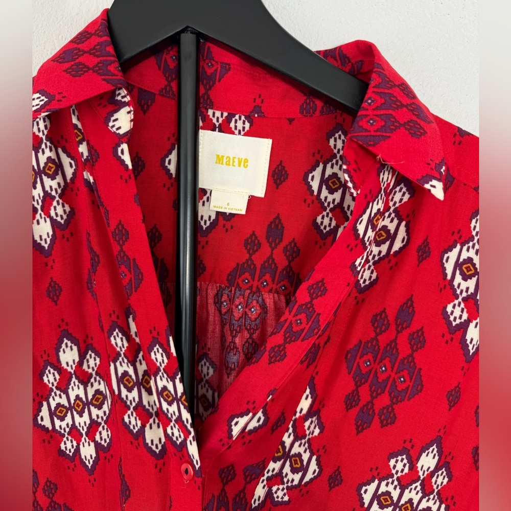 Anthropologie Maeve Floral Button Down Blouse Boho Lightweight Women Size 6 - Picture 9 of 14